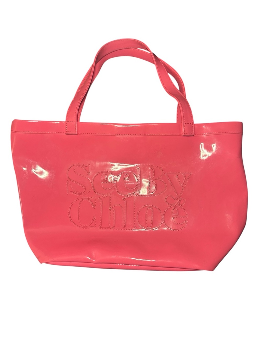 See By Chloe Large Coral Pink PVC Tote